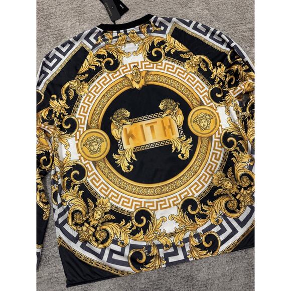 Kith x Versace Lion Tricot Crewneck Black Gold Logo Long Sleeve T-shirt Medium M - Picture 8 of 12